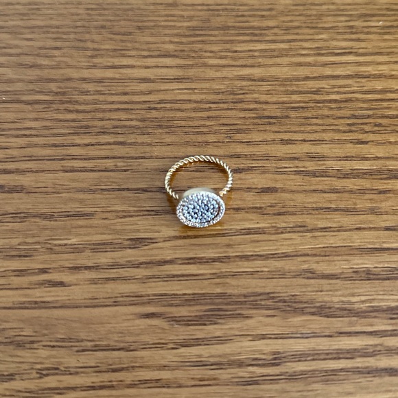 Rhinestone/Gold twisted ring - size 5.5 - Picture 2 of 4